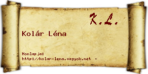 Kolár Léna névjegykártya